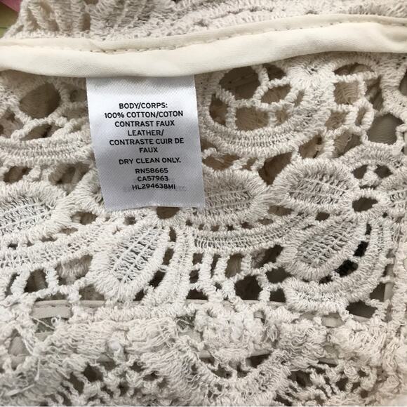 Beige Crocheted Lace Cardigan Full Zip Cotton Cream by Chelsea28 - Picture 10 of 10
